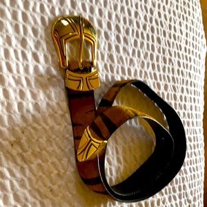 Animal print belt, Tiger print, suede